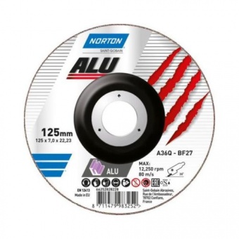 Шлифовальный диск для болгарки 180x7,0x22,23 A36Q T27 Norton Alu