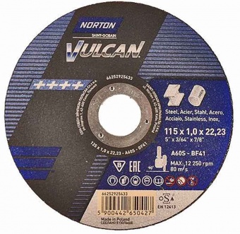 Диск отрезной 115x1x22,23 A60S T41 Norton Vulcan