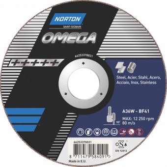 Круг отрезной по металлу 150x1,6x22,23 A46W T41 Norton Omega 