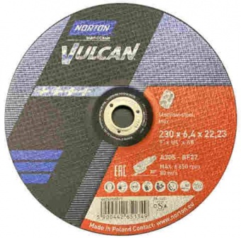Круг зачистной A30S 230х6,4х22,2 T27 Norton Vulcan INOX