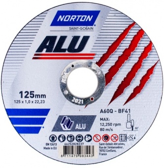 Круг отрезной A60Q 125x1,0x22,23 T41 Norton Alu